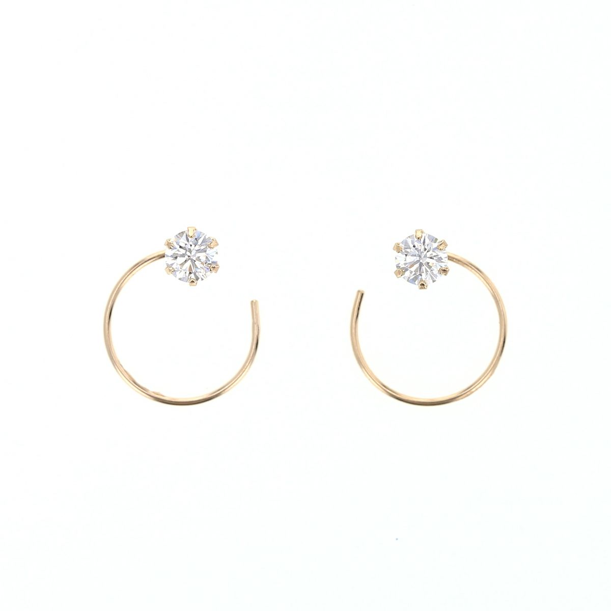 K10 YG キュービックジルコニア キャッチレスフープピアス フープピアス キャッチレス イエローゴールド　10金 CZ 誕生日プレゼント 誕生日 20代 30代 40代 女性 彼女 レディース 妻 ギフト