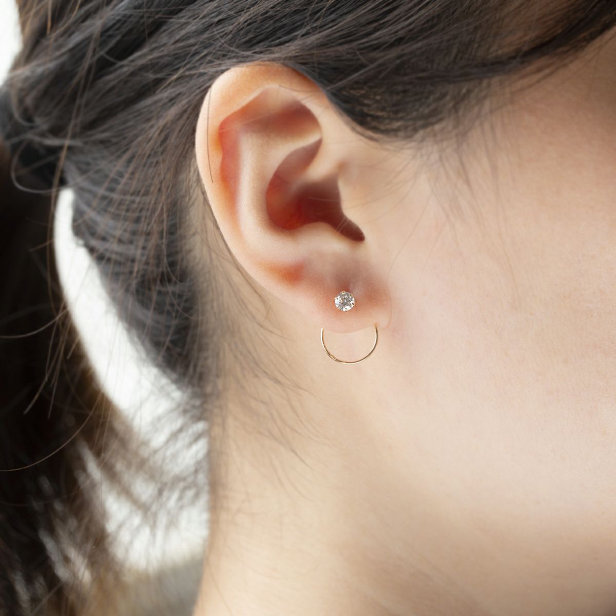 K10 YG キュービックジルコニア キャッチレスフープピアス フープピアス キャッチレス イエローゴールド　10金 CZ 誕生日プレゼント 誕生日 20代 30代 40代 女性 彼女 レディース 妻 ギフト