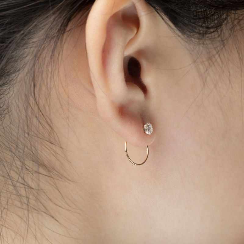 K10 YG キュービックジルコニア キャッチレスフープピアス フープピアス キャッチレス イエローゴールド　10金 CZ 誕生日プレゼント 誕生日 20代 30代 40代 女性 彼女 レディース 妻 ギフト