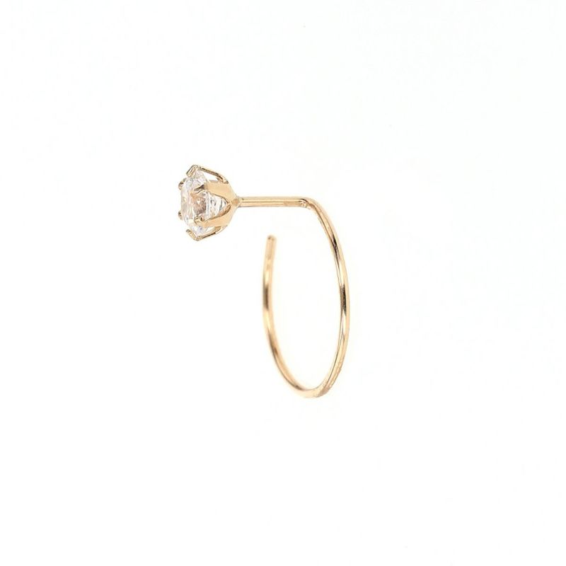 K10 YG キュービックジルコニア キャッチレスフープピアス フープピアス キャッチレス イエローゴールド　10金 CZ 誕生日プレゼント 誕生日 20代 30代 40代 女性 彼女 レディース 妻 ギフト