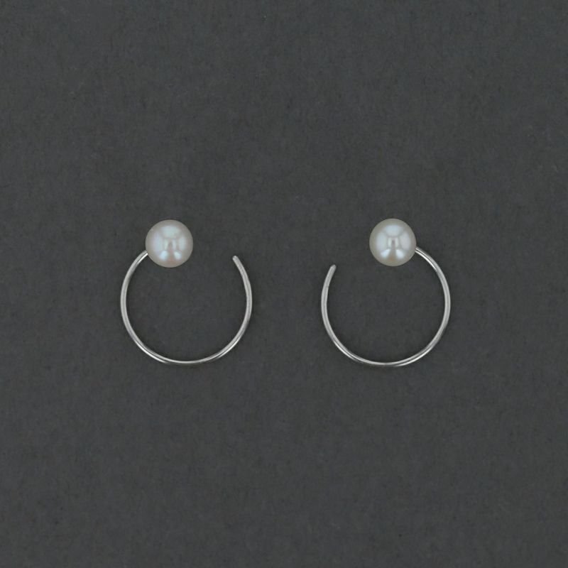 K10 WG 淡水パール キャッチレスフープピアス フープピアス キャッチレス ホワイトゴールド 10金 パール 誕生日プレゼント 誕生日 20代 30代 40代 女性 彼女 ギフト