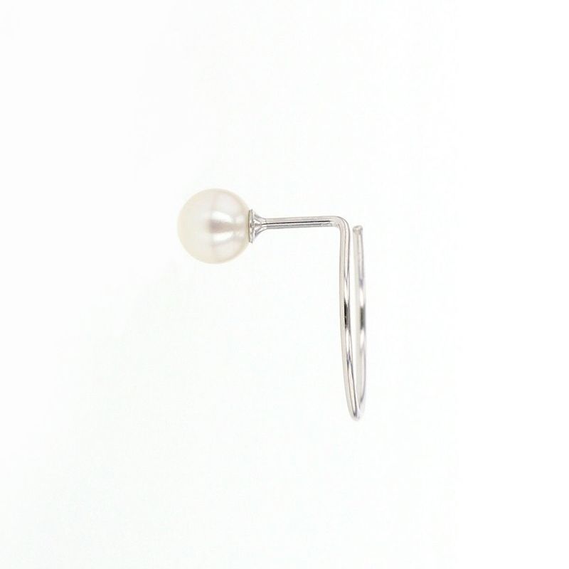 K10 WG 淡水パール キャッチレスフープピアス フープピアス キャッチレス ホワイトゴールド 10金 パール 誕生日プレゼント 誕生日 20代 30代 40代 女性 彼女 ギフト