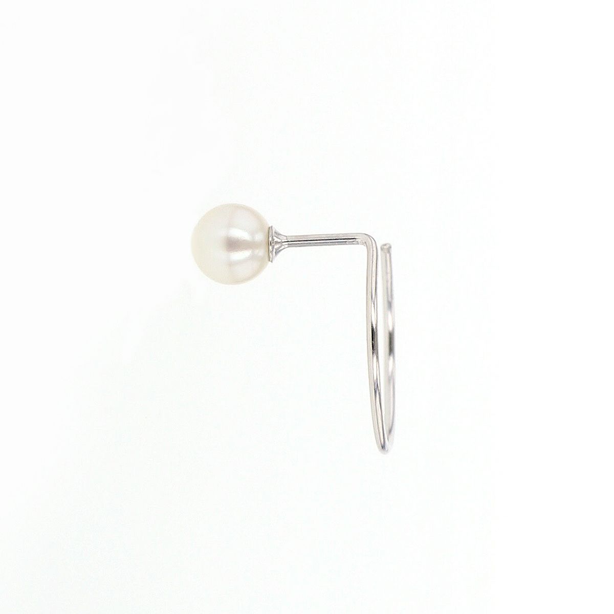 K10 WG 淡水パール キャッチレスフープピアス フープピアス キャッチレス ホワイトゴールド 10金 パール 誕生日プレゼント 誕生日 20代 30代 40代 女性 彼女 ギフト