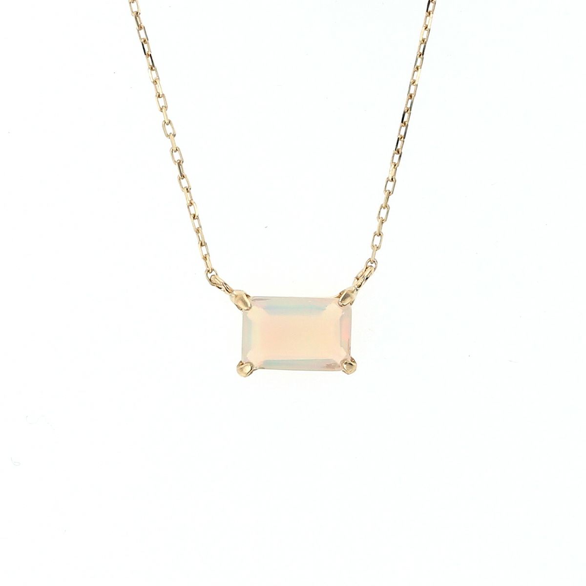 K10 YG オパール ネックレス イエローゴールド 10k 10金 レディース 彼女 妻 スクエア 10月誕生石 誕生日プレゼント