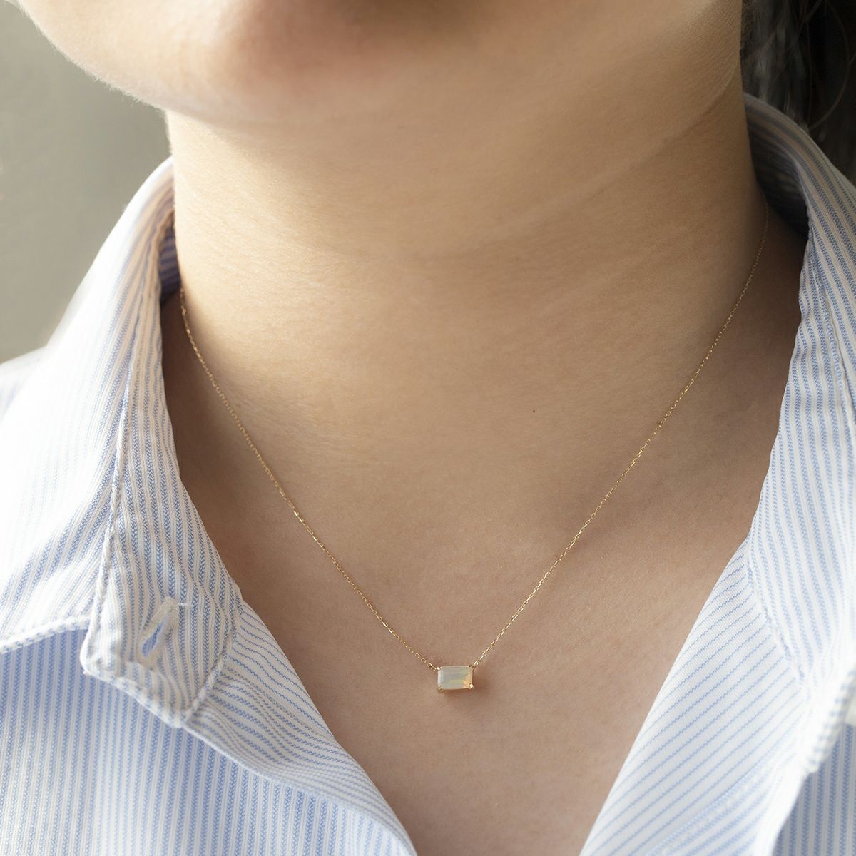 K10 YG オパール ネックレス イエローゴールド 10k 10金 レディース 彼女 妻 スクエア 10月誕生石 誕生日プレゼント