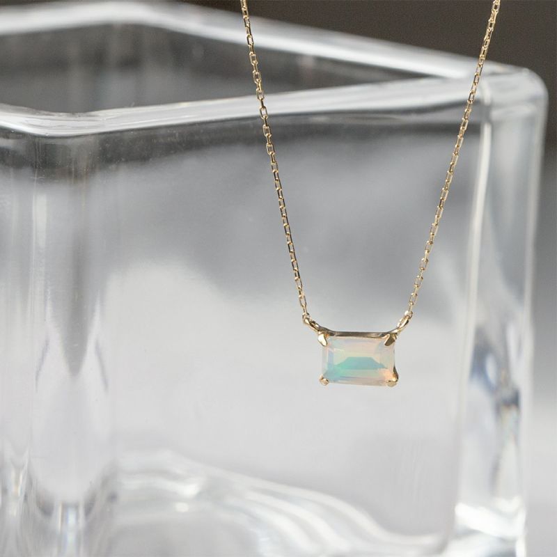 K10 YG オパール ネックレス イエローゴールド 10k 10金 レディース 彼女 妻 スクエア 10月誕生石 誕生日プレゼント