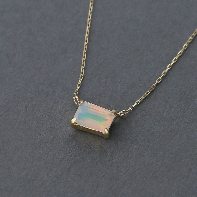 K10 YG オパール ネックレス イエローゴールド 10k 10金 レディース 彼女 妻 スクエア 10月誕生石 誕生日プレゼント