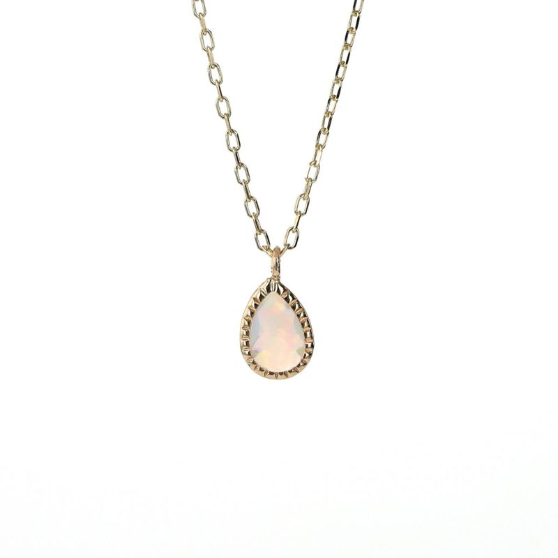 K10 YG オパール ネックレスイエローゴールド 10k 10金 レディース 彼女 妻 ペアシェイプ 10月誕生石 誕生日プレゼント ギフト