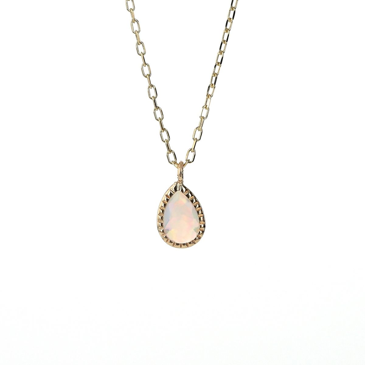 K10 YG オパール ネックレスイエローゴールド 10k 10金 レディース 彼女 妻 ペアシェイプ 10月誕生石 誕生日プレゼント ギフト