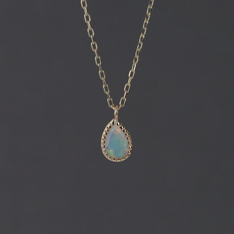 K10 YG オパール ネックレスイエローゴールド 10k 10金 レディース 彼女 妻 ペアシェイプ 10月誕生石 誕生日プレゼント ギフト