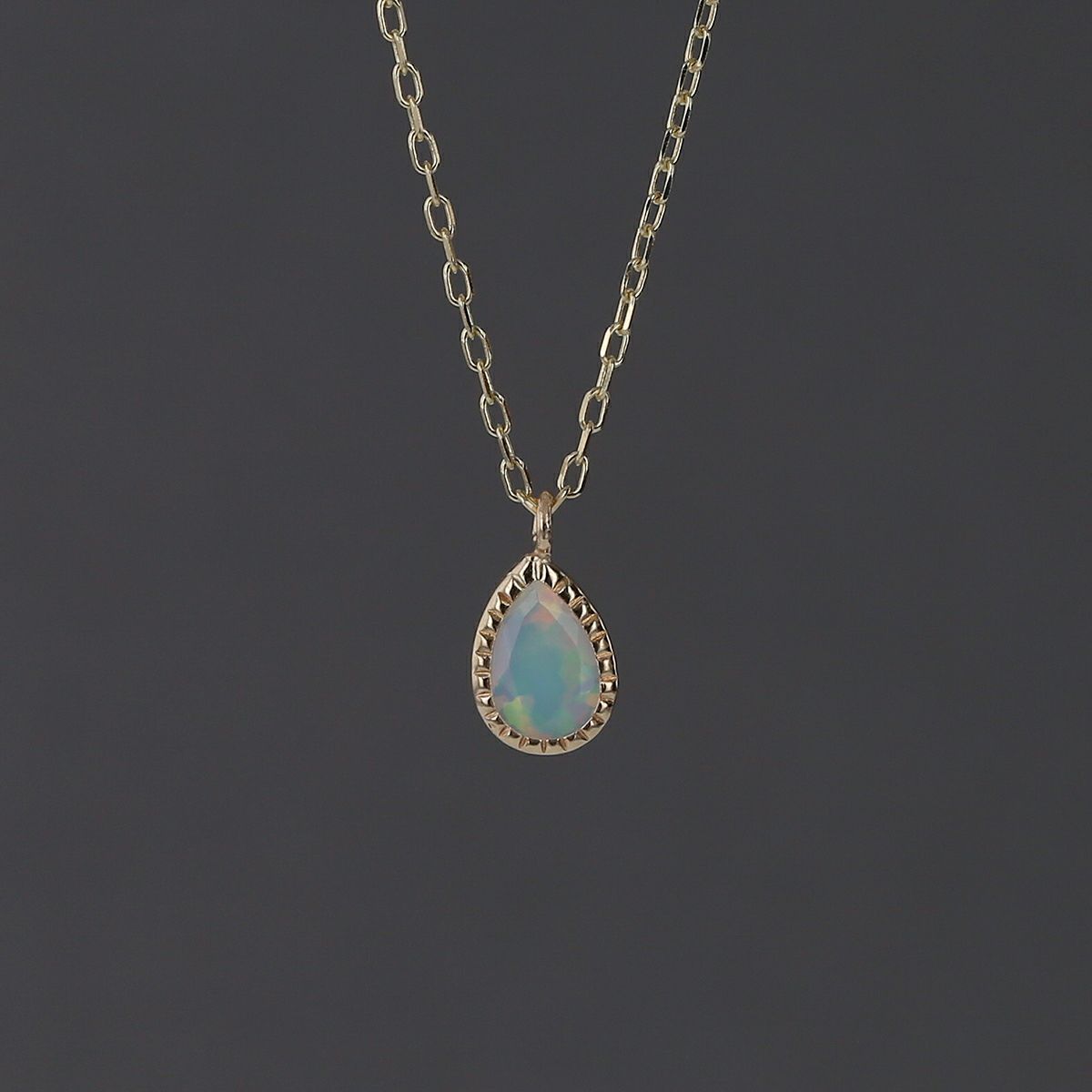 K10 YG オパール ネックレスイエローゴールド 10k 10金 レディース 彼女 妻 ペアシェイプ 10月誕生石 誕生日プレゼント ギフト