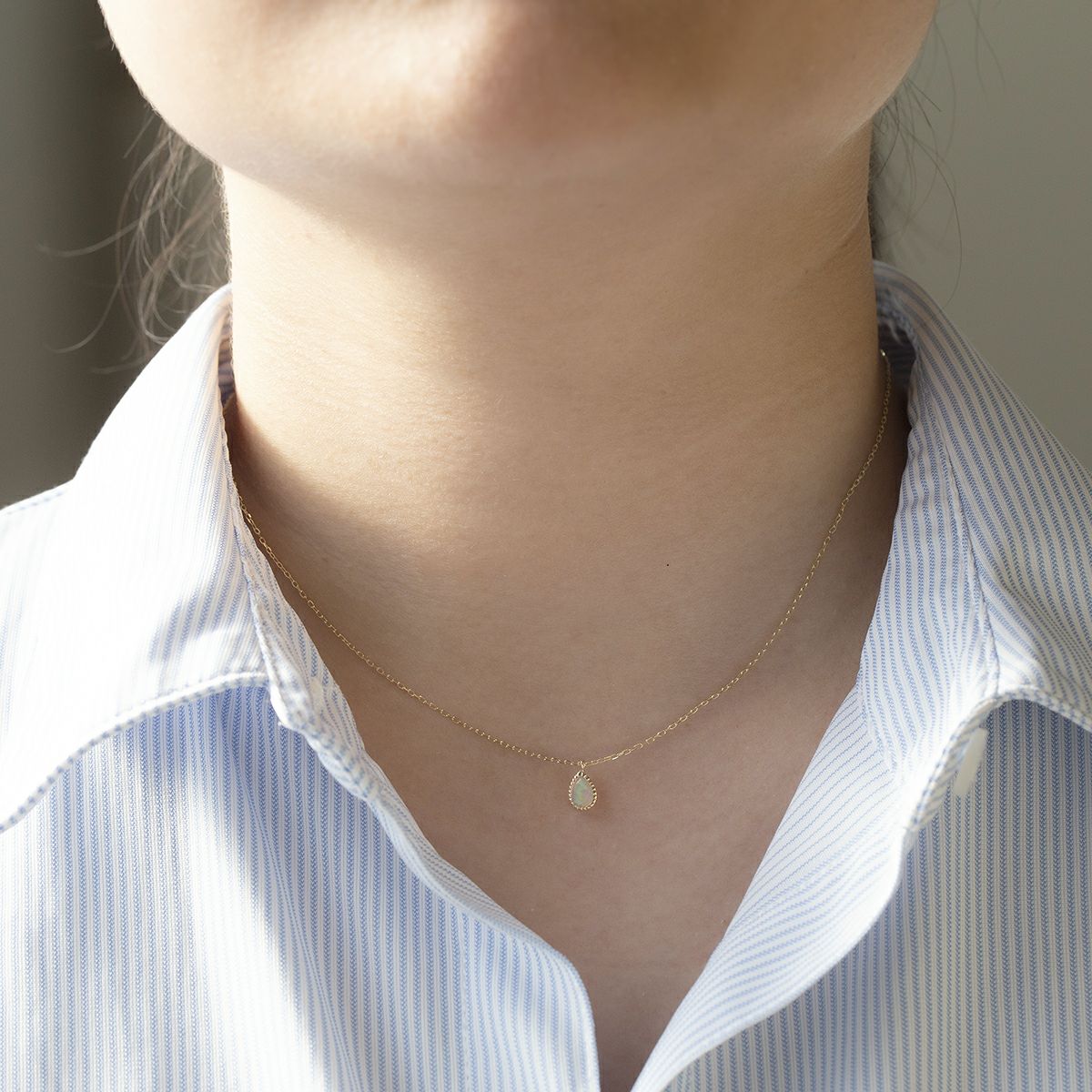 K10 YG オパール ネックレスイエローゴールド 10k 10金 レディース 彼女 妻 ペアシェイプ 10月誕生石 誕生日プレゼント ギフト