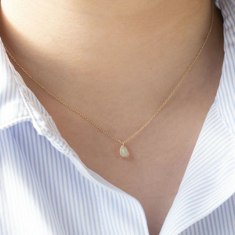 K10 YG オパール ネックレスイエローゴールド 10k 10金 レディース 彼女 妻 ペアシェイプ 10月誕生石 誕生日プレゼント ギフト