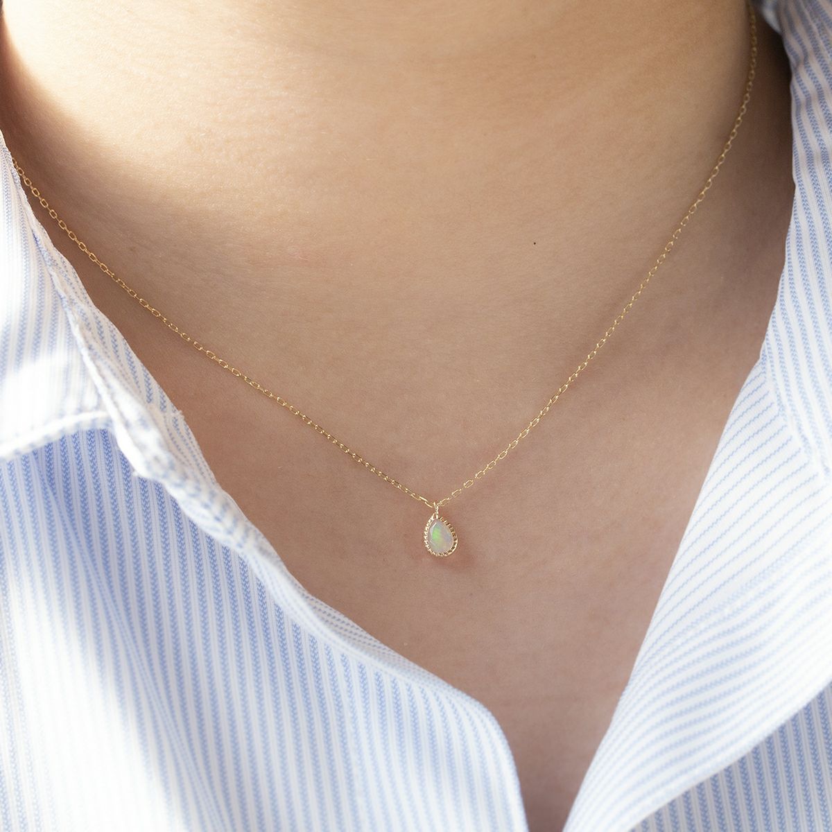 K10 YG オパール ネックレスイエローゴールド 10k 10金 レディース 彼女 妻 ペアシェイプ 10月誕生石 誕生日プレゼント ギフト