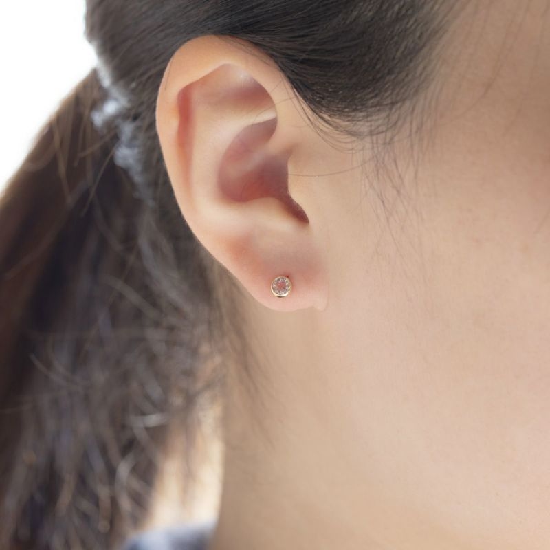 K10 YG ピンクトルマリン ピアス 1粒 10月誕生石 イエローゴールド 10金 10月 誕生石 誕生日プレゼント ギフト レディース 20代 30代 40代 10k k10 かわいい 天然石