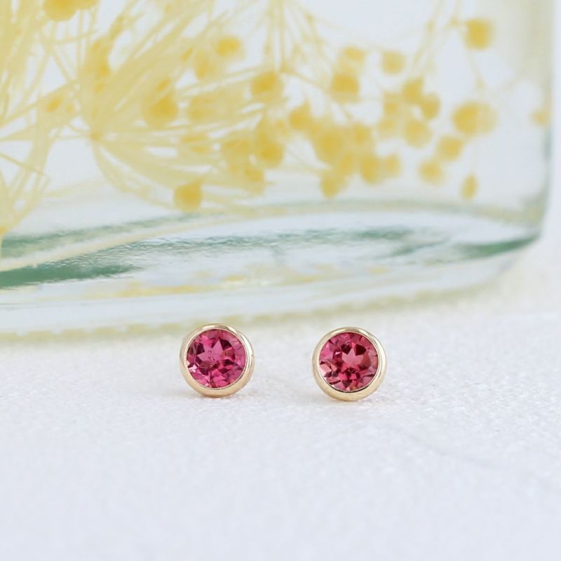 K10 YG ピンクトルマリン ピアス 1粒 10月誕生石 イエローゴールド 10金 10月 誕生石 誕生日プレゼント ギフト レディース 20代 30代 40代 10k k10 かわいい 天然石