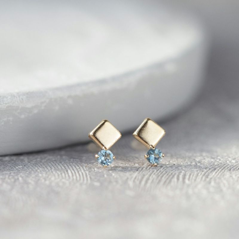 K10 YG ブルートパーズ ピアス ひし形 スクエア イエローゴールド 10金 11月 誕生石 誕生日プレゼント ギフト レディース 20代 30代 40代 10k k10 天然石