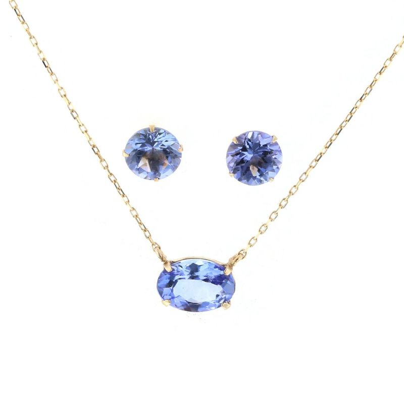 セット クリスマスセット K10 YG タンザナイト ネックレス  ピアス  20代 30代 40代 レディース 女性 彼女 妻 クリスマスプレゼント 一粒 大粒 一粒ピアス イエローゴールド 10k 10金 レディース 彼女 妻 オーバル 12月誕生石 クリスマスギフト クリスマス