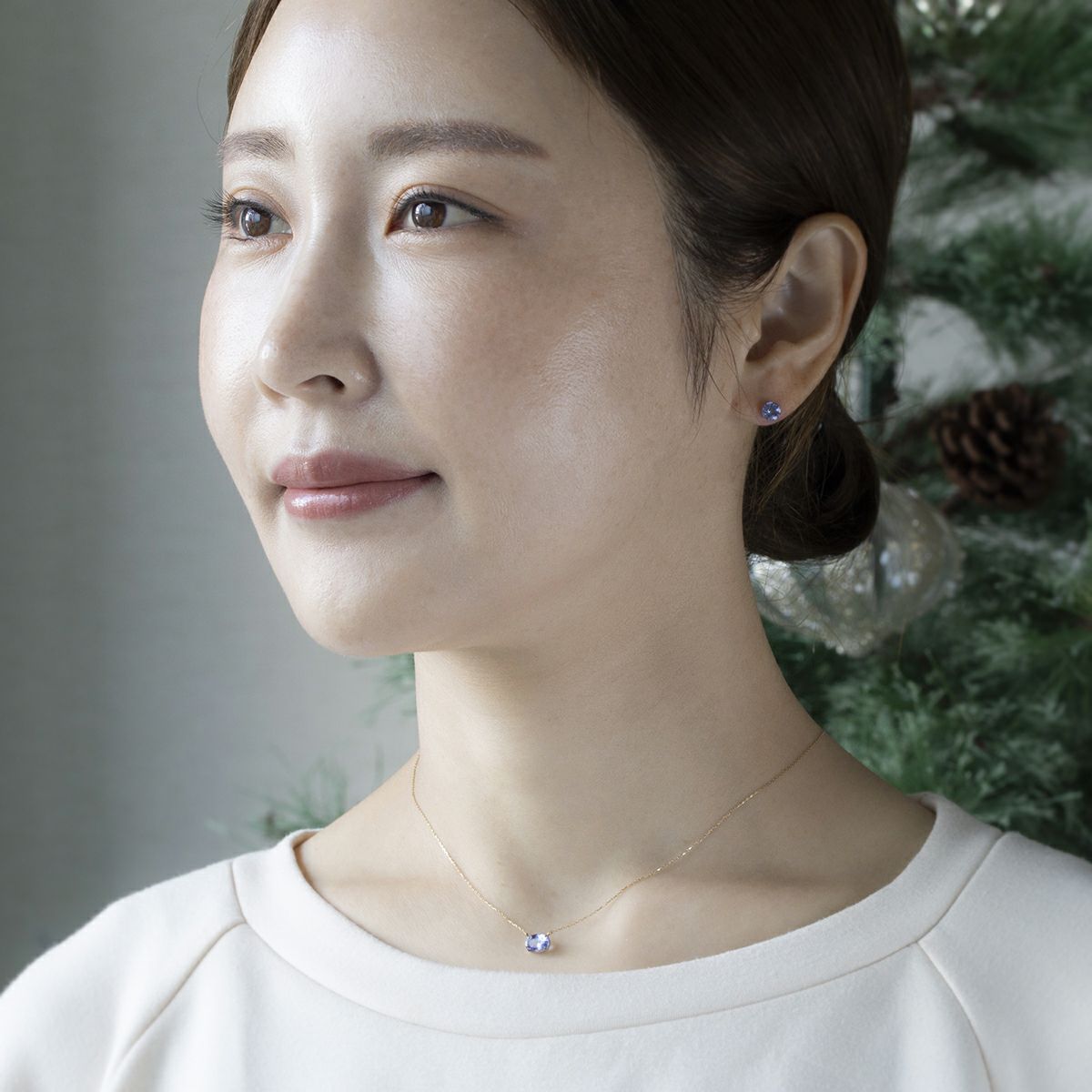 セット クリスマスセット K10 YG タンザナイト ネックレス  ピアス  20代 30代 40代 レディース 女性 彼女 妻 クリスマスプレゼント 一粒 大粒 一粒ピアス イエローゴールド 10k 10金 レディース 彼女 妻 オーバル 12月誕生石 クリスマスギフト クリスマス