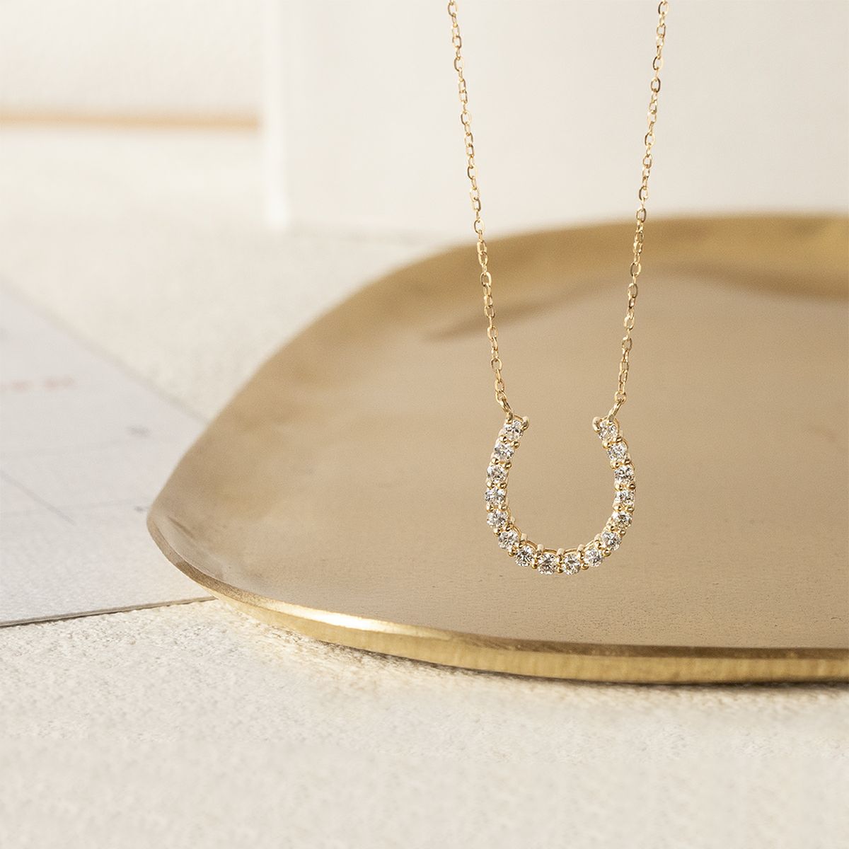 K18 YG ダイヤモンド 馬蹄 ネックレス ダイヤイエローゴールド 18K レディース 4月 誕生日プレゼント 彼女 妻 レディース 20代 30代 40代 ホースシュー 蹄