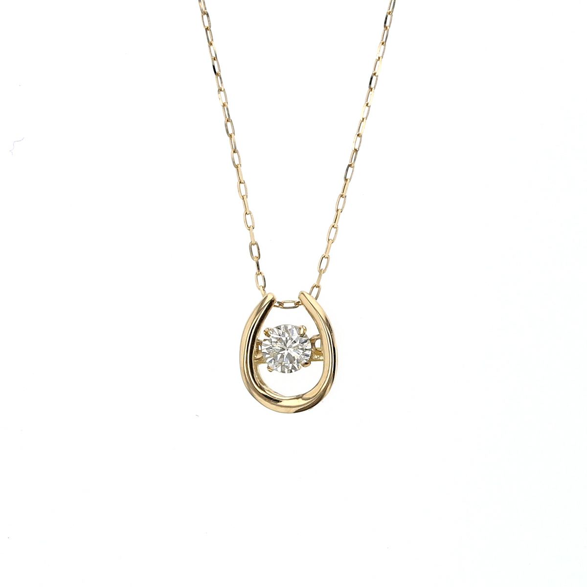 K18 YG ダイヤモンド 馬蹄 ネックレス ダンシングストーン レディース イエローゴールド 18K 18金 誕生日プレゼント ギフト 女性 彼女 20代 30代 40代 50代 記念日