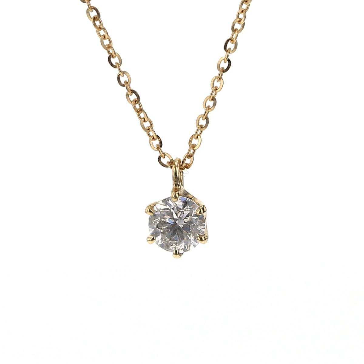 K18 YG 一粒 ダイヤモンド ネックレス 0.3ct