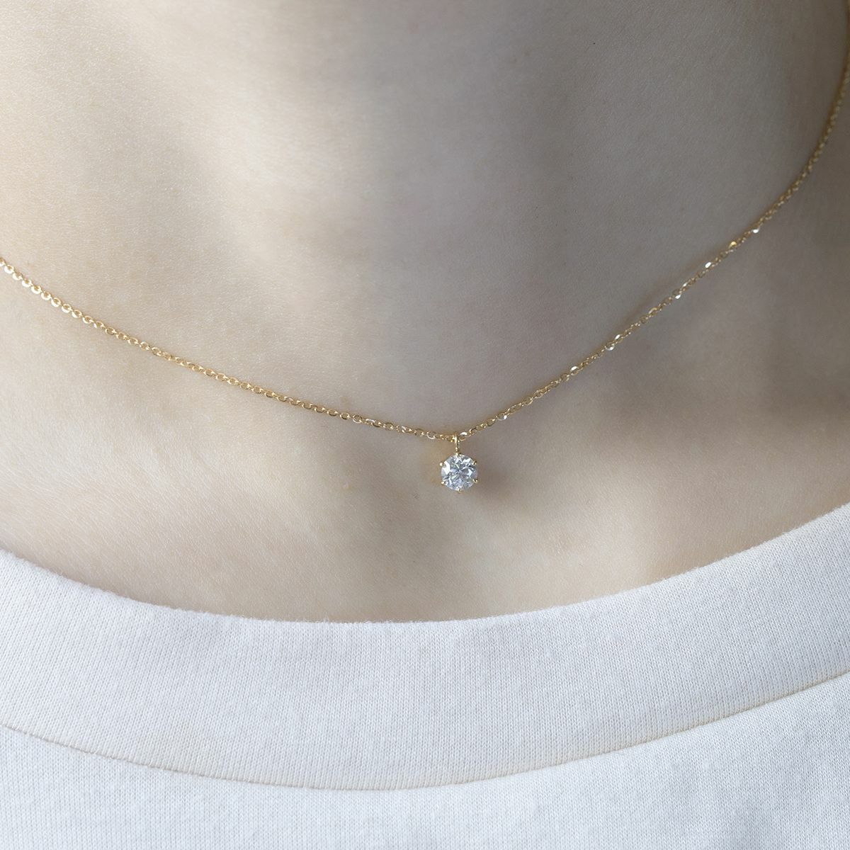 K18 YG 一粒 ダイヤモンド ネックレス 0.3ct