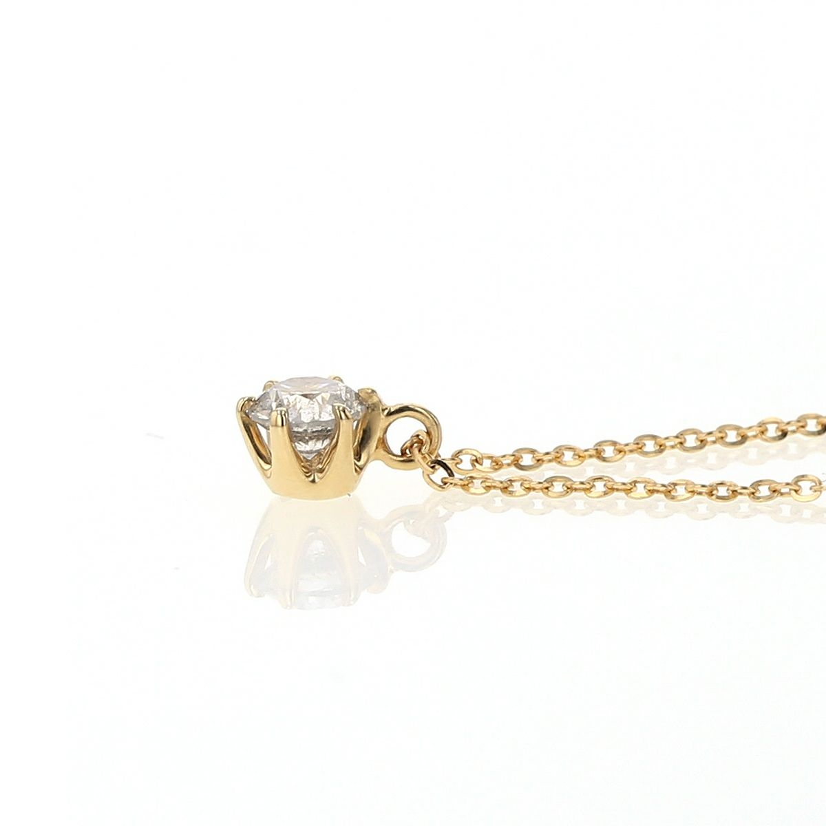 K18 YG 一粒 ダイヤモンド ネックレス 0.3ct